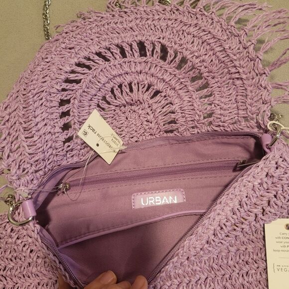 Urban Expression Purple Woven Straw Crossbody Bag NWT - Picture 4 of 6